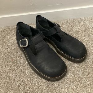 Leather Dr. Martens Style Buckle Mary Jane Shoes